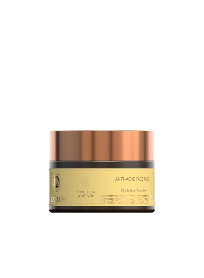 SoulTree anti acne  Face Pack -Neem, Tulsi & Vetiver| All Skin Types - 30gm - Image 1
