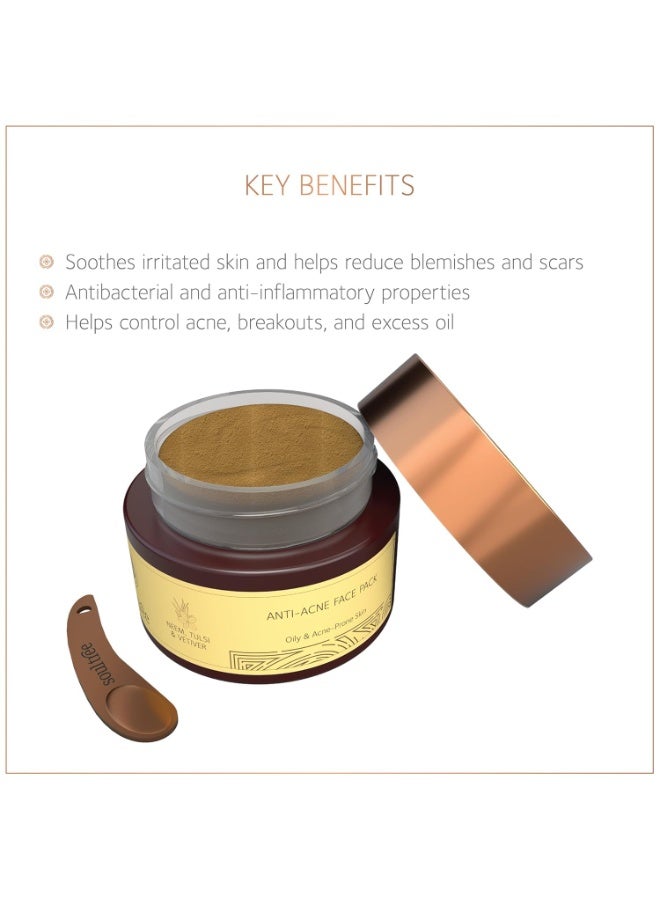 SoulTree anti acne  Face Pack -Neem, Tulsi & Vetiver| All Skin Types - 30gm - Image 3