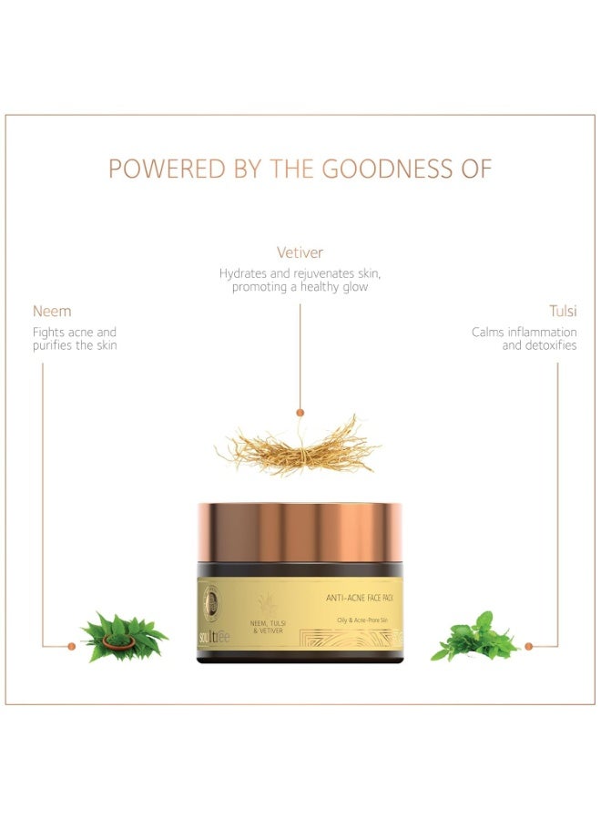 SoulTree anti acne  Face Pack -Neem, Tulsi & Vetiver| All Skin Types - 30gm - Image 4