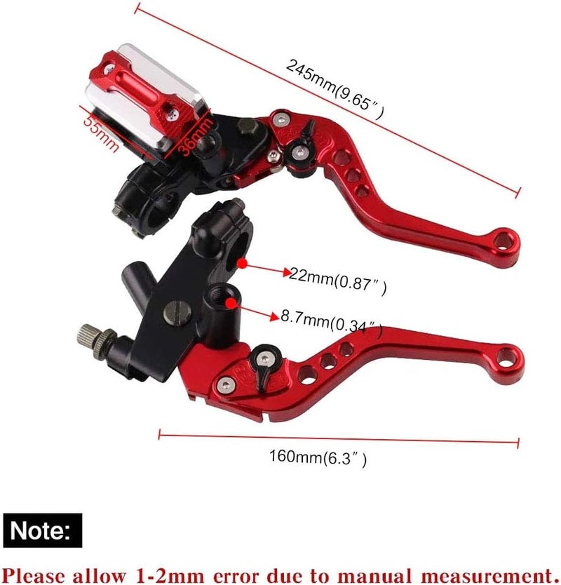 PACEWALKER Universal Motorcycle 7/8" 22mm Handlebar Brake Master Cylinder Clutch Lever CNC Left & Right Set for Honda Kawasaki Suzuki Yamaha red - Image 5