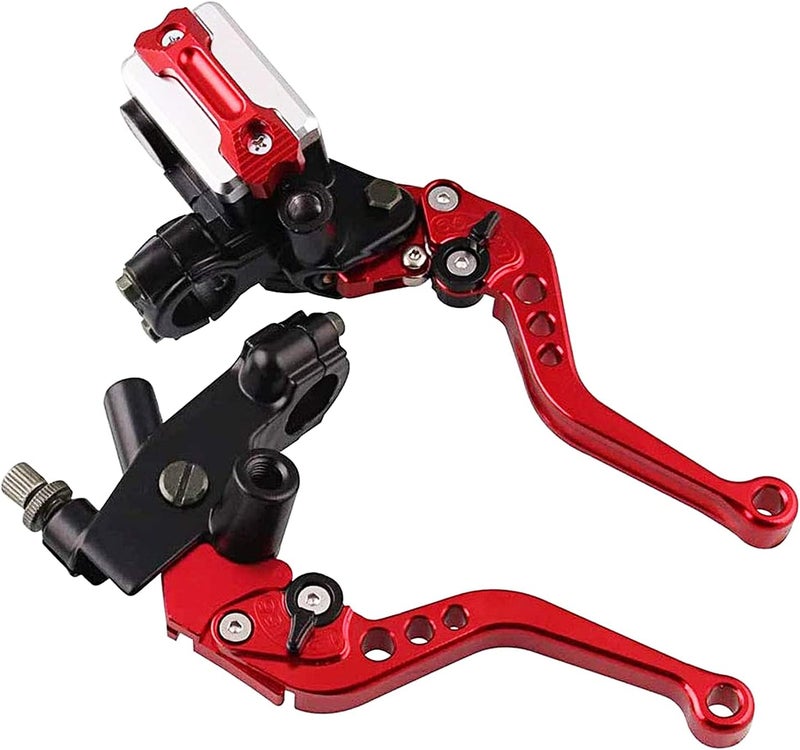 PACEWALKER Universal Motorcycle 7/8" 22mm Handlebar Brake Master Cylinder Clutch Lever CNC Left & Right Set for Honda Kawasaki Suzuki Yamaha red - Image 1