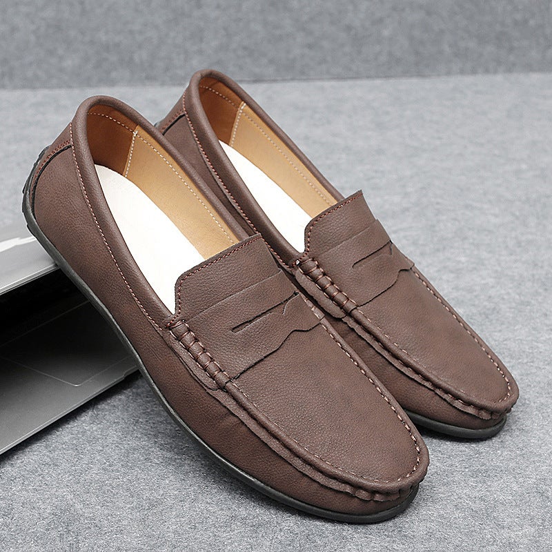 2023 Men'S Shoes Peas Shoes Plus Size Driving Shoes Low-Top Slip-On Suede British Flat Casual Shoes Cross - Image 4