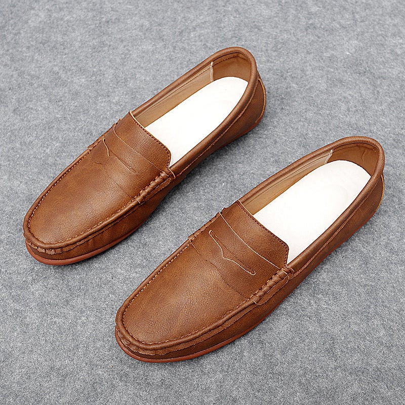 2023 Men'S Shoes Peas Shoes Plus Size Driving Shoes Low-Top Slip-On Suede British Flat Casual Shoes Cross - Image 2