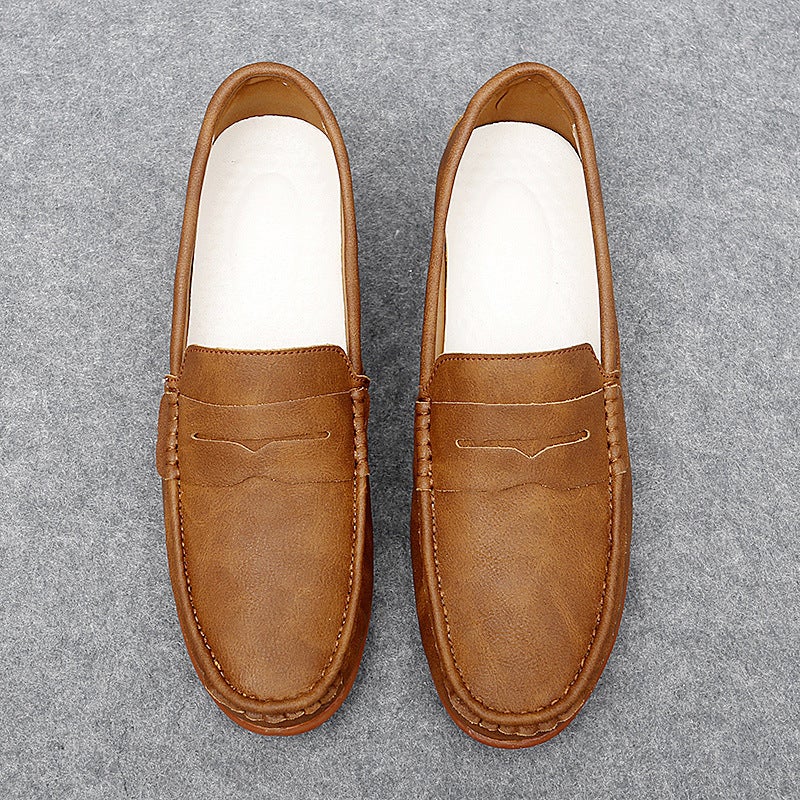 2023 Men'S Shoes Peas Shoes Plus Size Driving Shoes Low-Top Slip-On Suede British Flat Casual Shoes Cross - Image 1