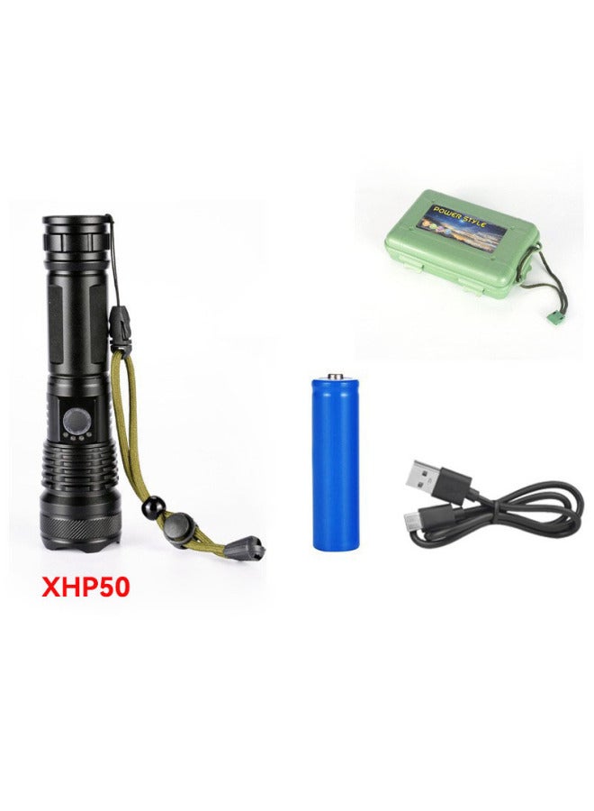 Multifunctional Led Flashlight Strong Light Super Bright Outdoor Rechargeable Portable Long Life Long-range Zoom Strong Light Flashlight-Color:P50 Flashlight  - Image 1