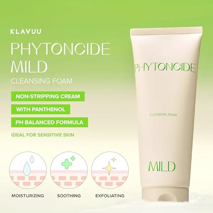 KLAVUU Phytoncide Mild pH Balancing Facial Cleanser - pH 5.5 Mild Foaming Cleanser with Panthenol for Strengthening Skin Barrier Face Wash - 5.07floz - Image 2