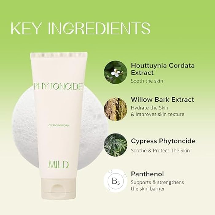 KLAVUU Phytoncide Mild pH Balancing Facial Cleanser - pH 5.5 Mild Foaming Cleanser with Panthenol for Strengthening Skin Barrier Face Wash - 5.07floz - Image 4