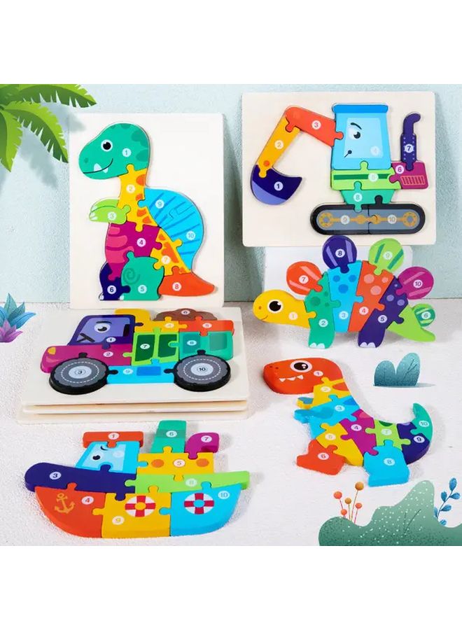 Stegosaurus 3D Wooden Puzzle Educational Number Board Learning Toy For Kids - Image 2