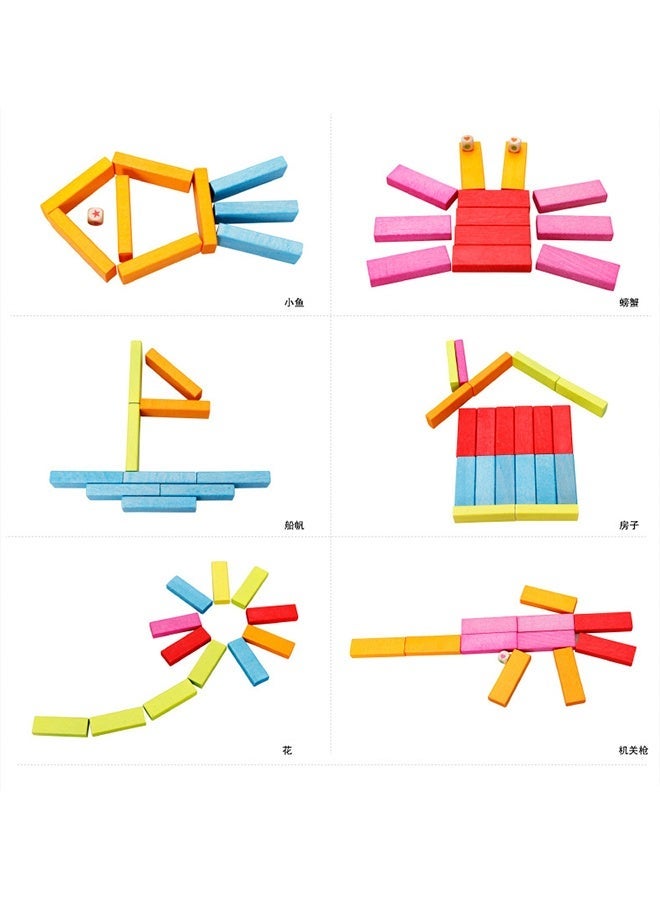 Wish 54-Pieces Numeric Wooden Building Jenga Blocks Domino Educational Toy - Image 4