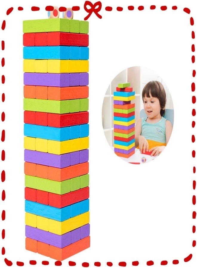 Wish 54-Pieces Numeric Wooden Building Jenga Blocks Domino Educational Toy - Image 1