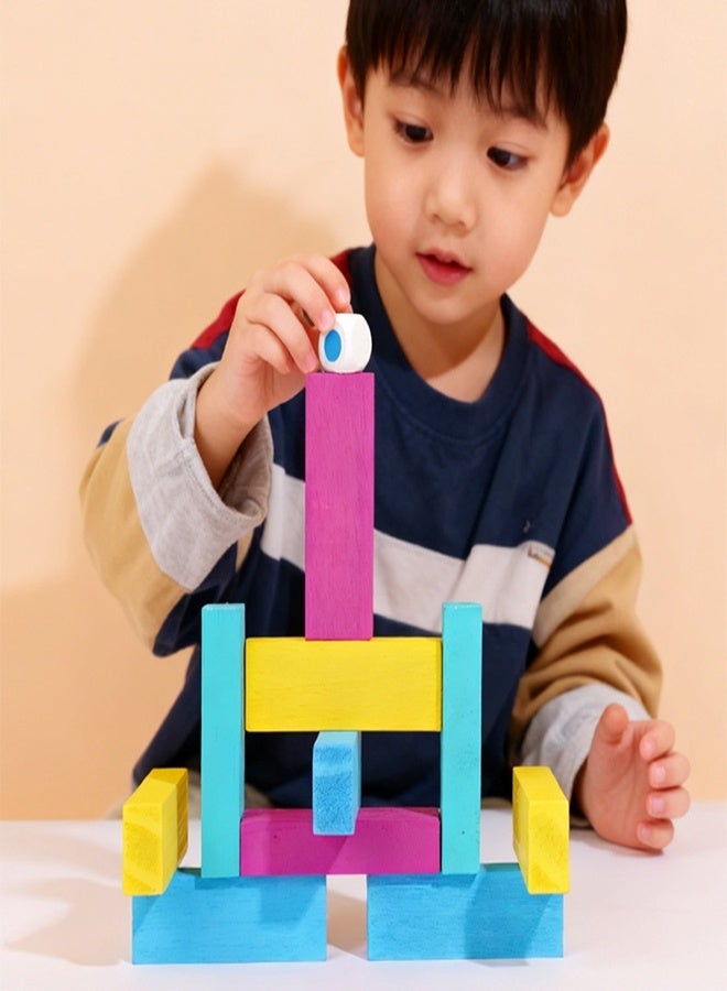 Wish 54-Pieces Numeric Wooden Building Jenga Blocks Domino Educational Toy - Image 5