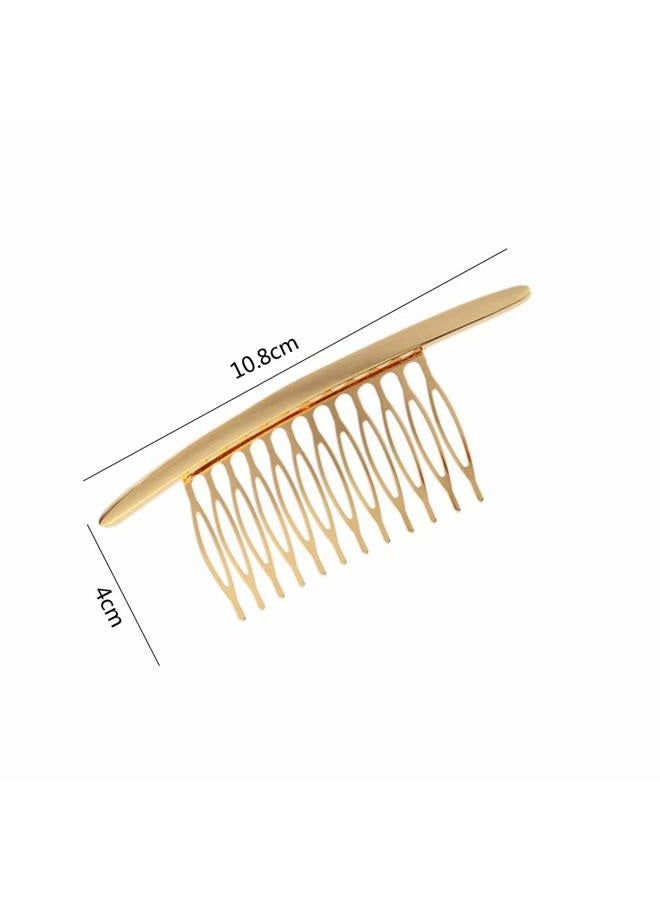 Quupy 2PCS Alloy Curved Hair Comb (Silver+Gold) Headwear Hair Side Comb French Twist Comb Hair Clip Jewelry Sparkle Styling Tools Hair Accessories For Women Ladies Girls - Image 3