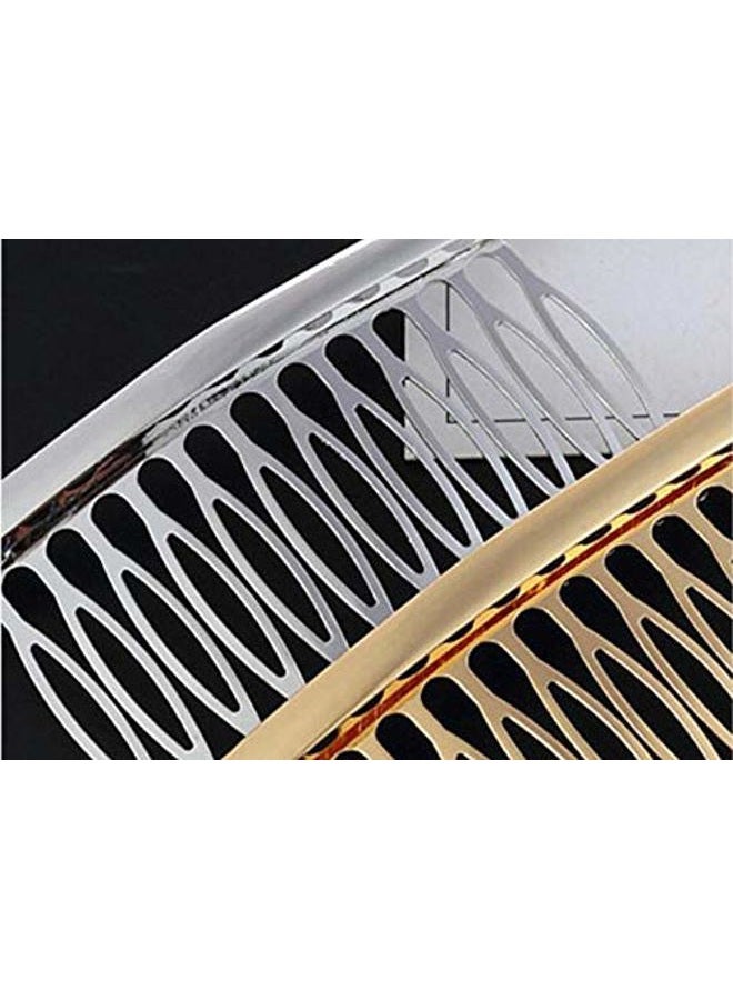 Quupy 2PCS Alloy Curved Hair Comb (Silver+Gold) Headwear Hair Side Comb French Twist Comb Hair Clip Jewelry Sparkle Styling Tools Hair Accessories For Women Ladies Girls - Image 2