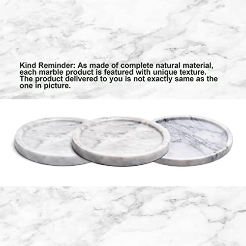 Moreast 8-Inch Natural Grey Marble Tray | Decorative Stone Rounds for Jewelry, Perfume & Bathroom Essentials | Vanity, Dresser & Kitchen Counter Organizer, 8" - Image 3