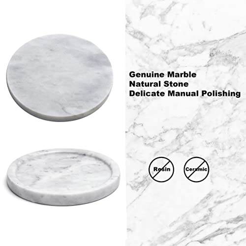 Moreast 8-Inch Natural Grey Marble Tray | Decorative Stone Rounds for Jewelry, Perfume & Bathroom Essentials | Vanity, Dresser & Kitchen Counter Organizer, 8" - Image 2
