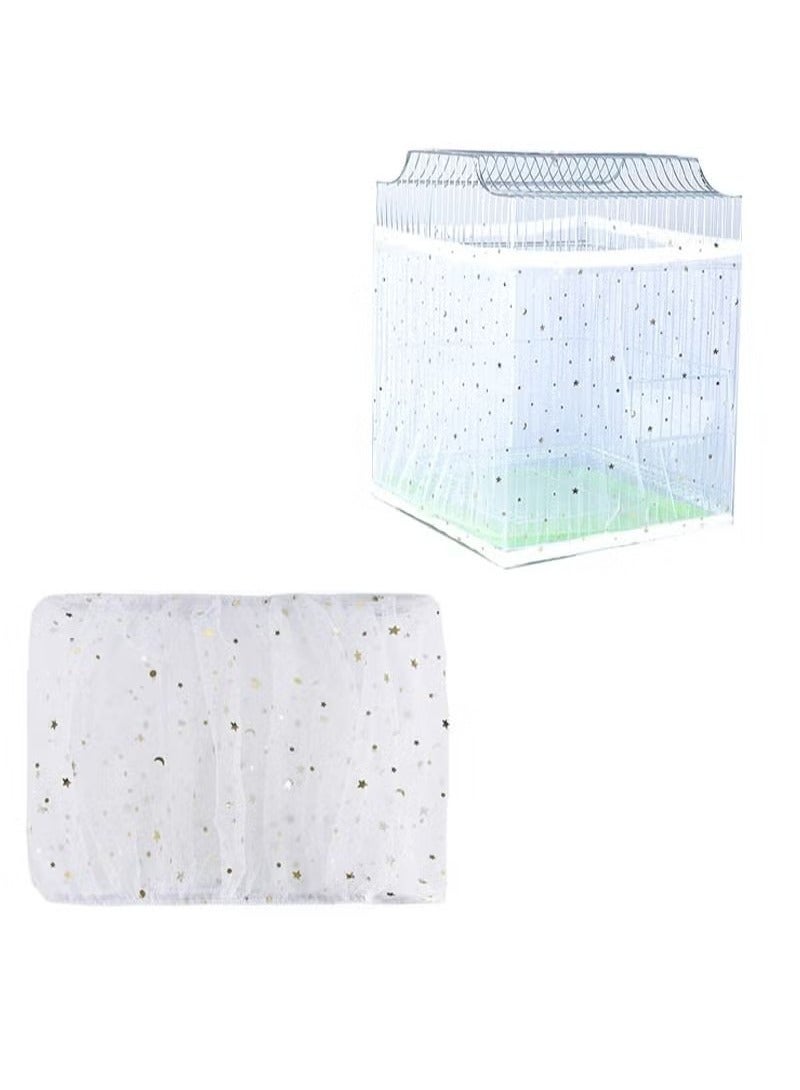 Ocean Bird Cage Seed Catcher,Adjustable Bird Cage Net Cover Birdcage Seed Feather Catcher Soft Skirt Guard Birdcage Nylon Mesh Netting for Parrot Parakeet Macaw Round Square Cages,Prevent Scatter and Mess - Image 1