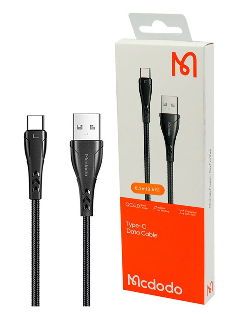 مكدودو كابل شحن سريع من النوع C CA-746، 20 سم، يدعم تقنية QC4.0 وتيار 3 أمبير، مثالي للاستخدام مع بنوك الطاقة، تصميم متين من النايلون المضفر ومعدن الألومنيوم، مقاوم للانحناء والتمزق، معتمد من CE وRoHS للسلامة والجودة - Image 3