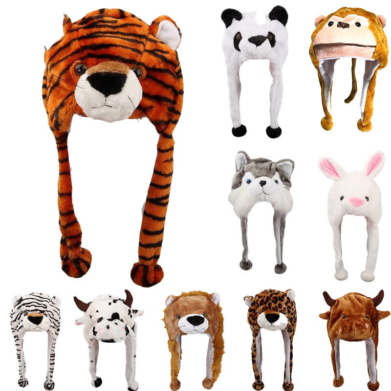 Winter Hat Tiger Head Hat Adult And Children Neck Protection Plush Hat Warm Style Student Performance Street Stall Hat - Image 2