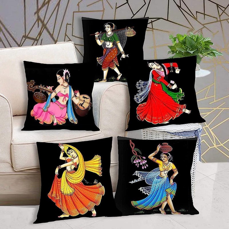 A CUBE LUXURY SOLUTIONS A CUBE LUXURY SOLUTIONS Set of 5 Multi Colored Decorative Hand Made Jute Cushion Covers  - Image 1