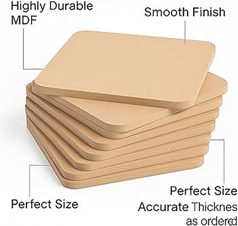 Cliths 11mm Pack of 3 MDF Sheet for Art and Craft 12 Inch Round Corner Square MDF Board for lippan Art, Base for Resin Art (12x12INx11mm) - Image 5