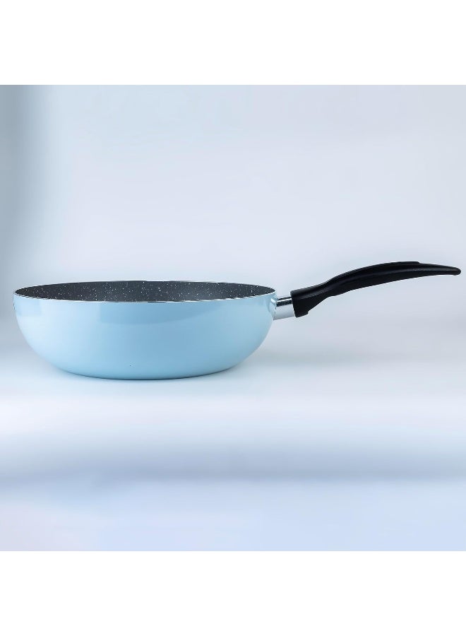 Wilson 26Cm Aluminium Pressed Wok Pan, Non-Stick, Induction, Marble Coated - Blue - Image 2