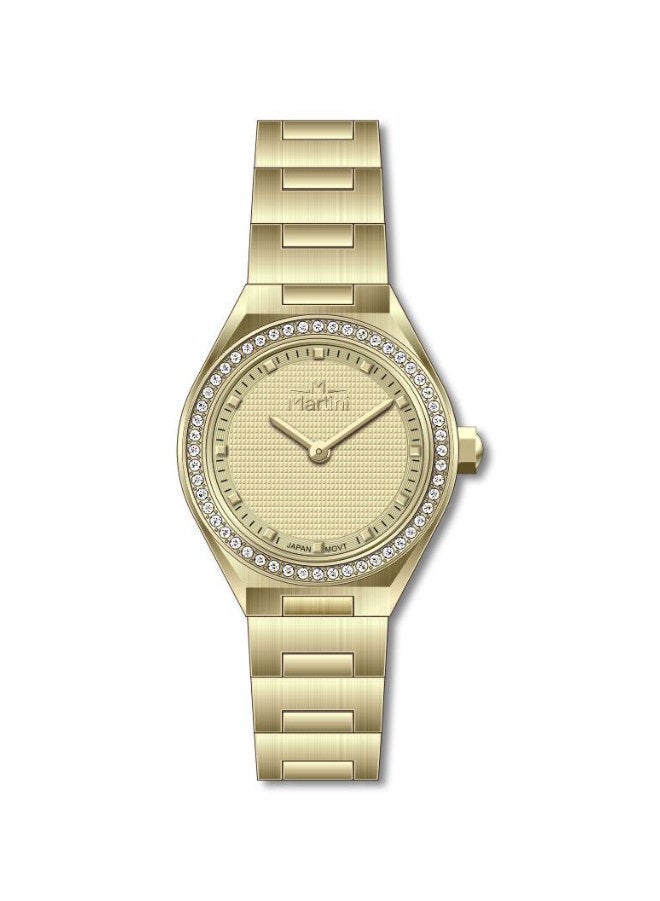 MARTINI Elegant Martini Women's Watch Stylish Golden Dial Stainless Steel Band Water Resistant Perfect for Casual and Formal Wear - Image 1