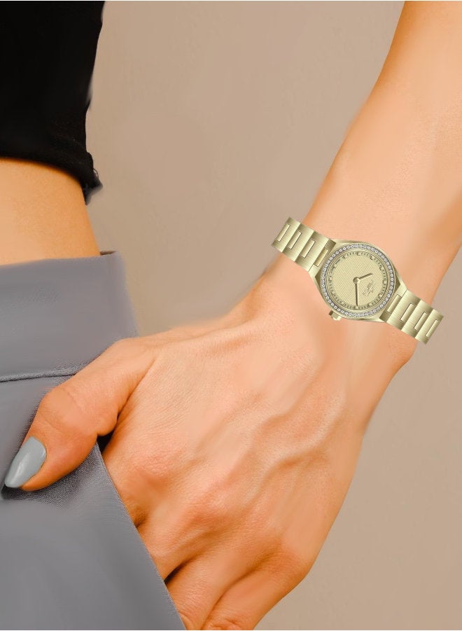 MARTINI Elegant Martini Women's Watch Stylish Golden Dial Stainless Steel Band Water Resistant Perfect for Casual and Formal Wear - Image 4