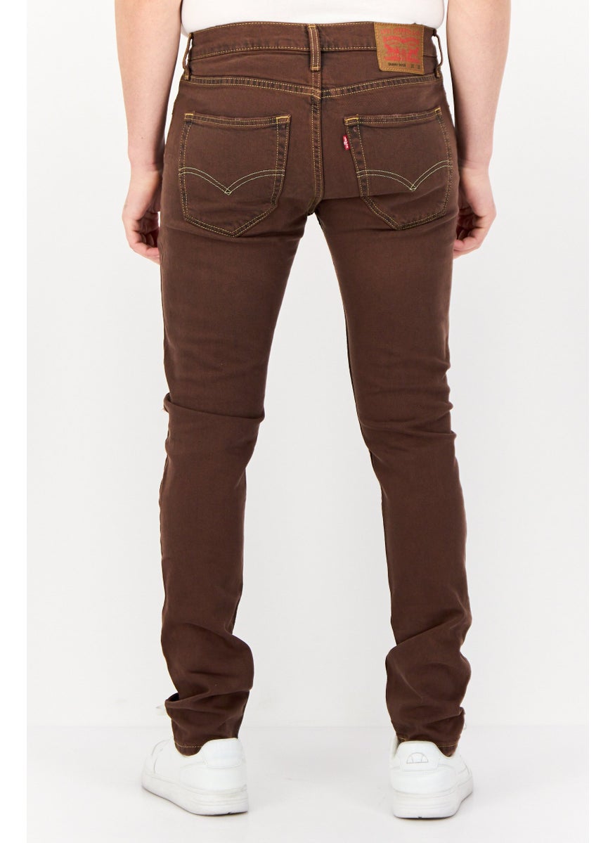 Levi's Men Skinny Fit Rip Stretchable Jeans, Brown  - Image 3