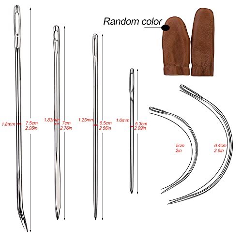 Veroave 16 Pcs Heavy Duty Sewing Kit - Curved, Sack, Hand Needles, Finger Cots for Leather, Upholstery, Carpet & Canvas Repair - Image 2