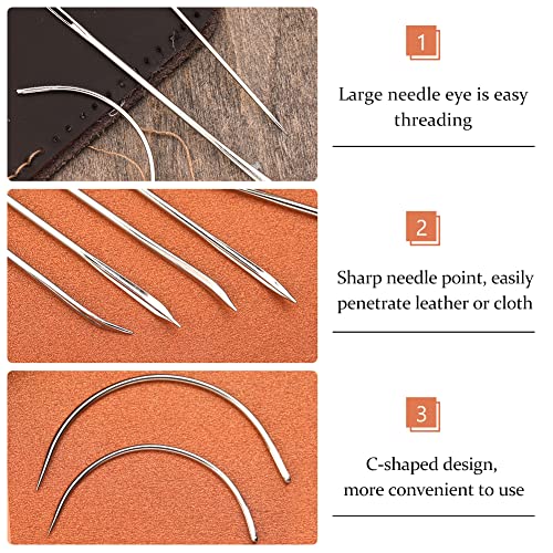 Veroave 16 Pcs Heavy Duty Sewing Kit - Curved, Sack, Hand Needles, Finger Cots for Leather, Upholstery, Carpet & Canvas Repair - Image 4