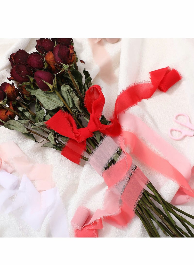 Colorful Handmade Chiffon Fringe Ribbon Set - 6 Rolls, 3.8cm x 5 Yards Each, Perfect for Weddings, Gifts, and DIY Crafts (Nude) - Image 3