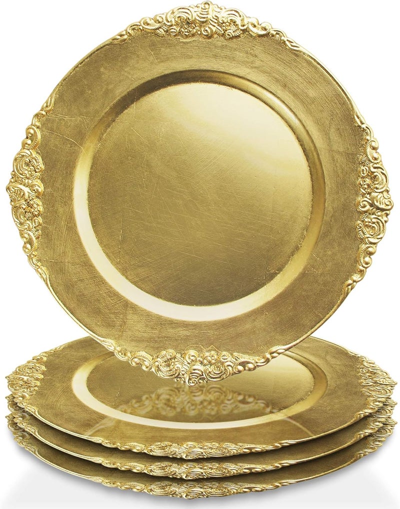 ChargeIt by Jay Leaf Charger Plates Set of 4 Gold - Image 2