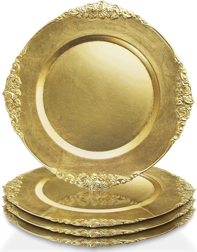 ChargeIt by Jay Leaf Charger Plates Set of 4 Gold - Image 1