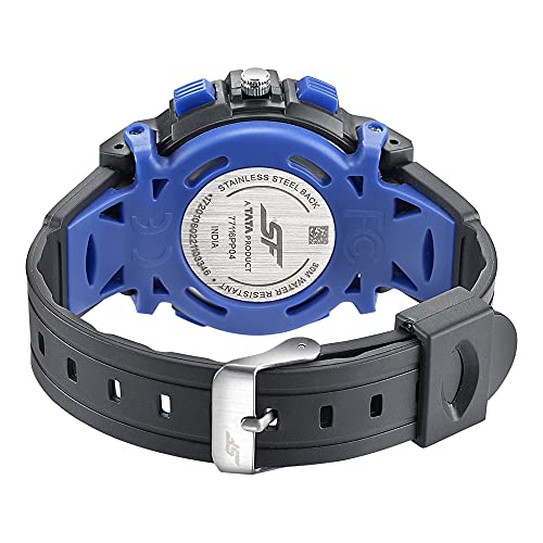 SF Quartz Analog Digital Black Dial Black PU Strap Watch for Men - NS77116PP04W - Image 4