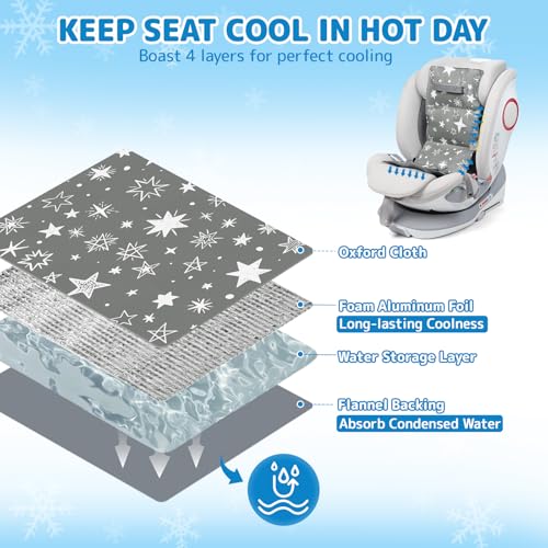 Orzbow Car Seat Cooling Pad for Toddler with Removable Ice Pack Summer Baby Cooling Pad for Strollers Portable Carseat Cooler Keep Baby Cool in The Summer Gray - Image 3