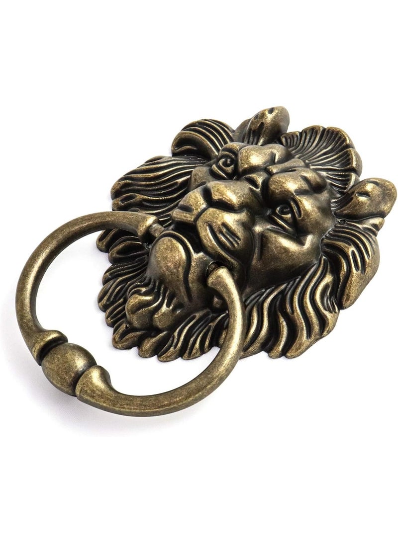 إم مياويان مقابض أبواب على شكل رأس أسد، حلقات أبواب برونزية عتيقة على شكل رأس أسد، إكسسوارات أثاث - تصميم كلاسيكي عتيق - Image 2