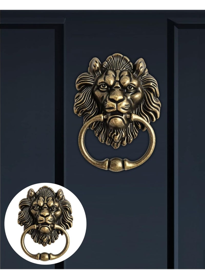 إم مياويان مقابض أبواب على شكل رأس أسد، حلقات أبواب برونزية عتيقة على شكل رأس أسد، إكسسوارات أثاث - تصميم كلاسيكي عتيق - Image 4