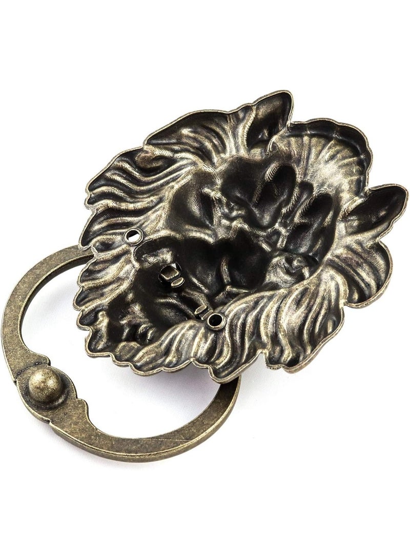 إم مياويان مقابض أبواب على شكل رأس أسد، حلقات أبواب برونزية عتيقة على شكل رأس أسد، إكسسوارات أثاث - تصميم كلاسيكي عتيق - Image 3