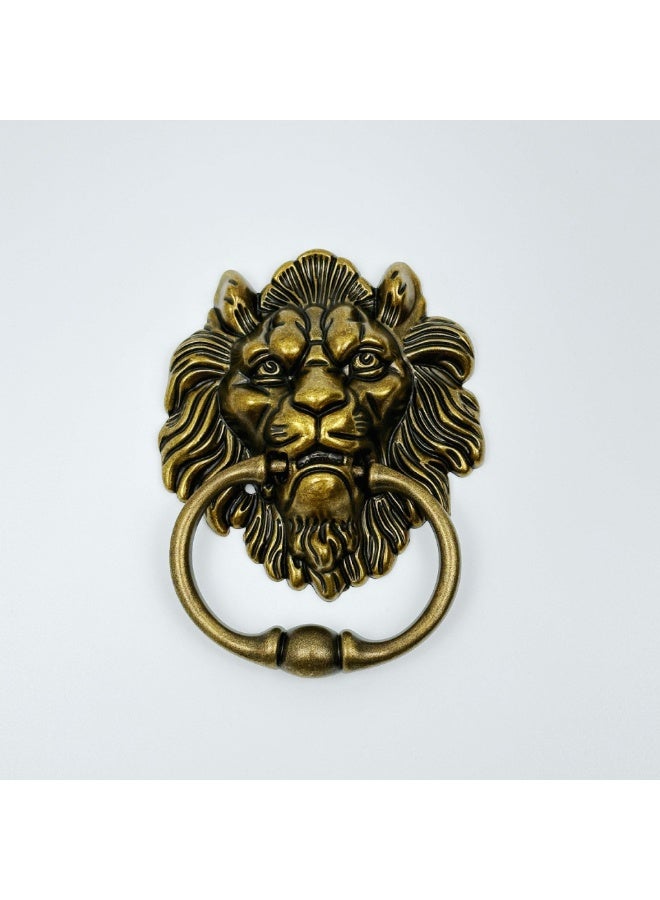 إم مياويان مقابض أبواب على شكل رأس أسد، حلقات أبواب برونزية عتيقة على شكل رأس أسد، إكسسوارات أثاث - تصميم كلاسيكي عتيق - Image 1