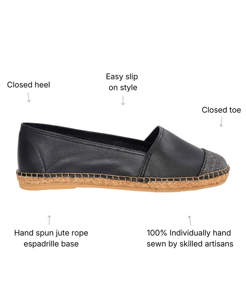 SHOEQ Midnight Glitter Classic Espadrilles for Women | Best Price UAE