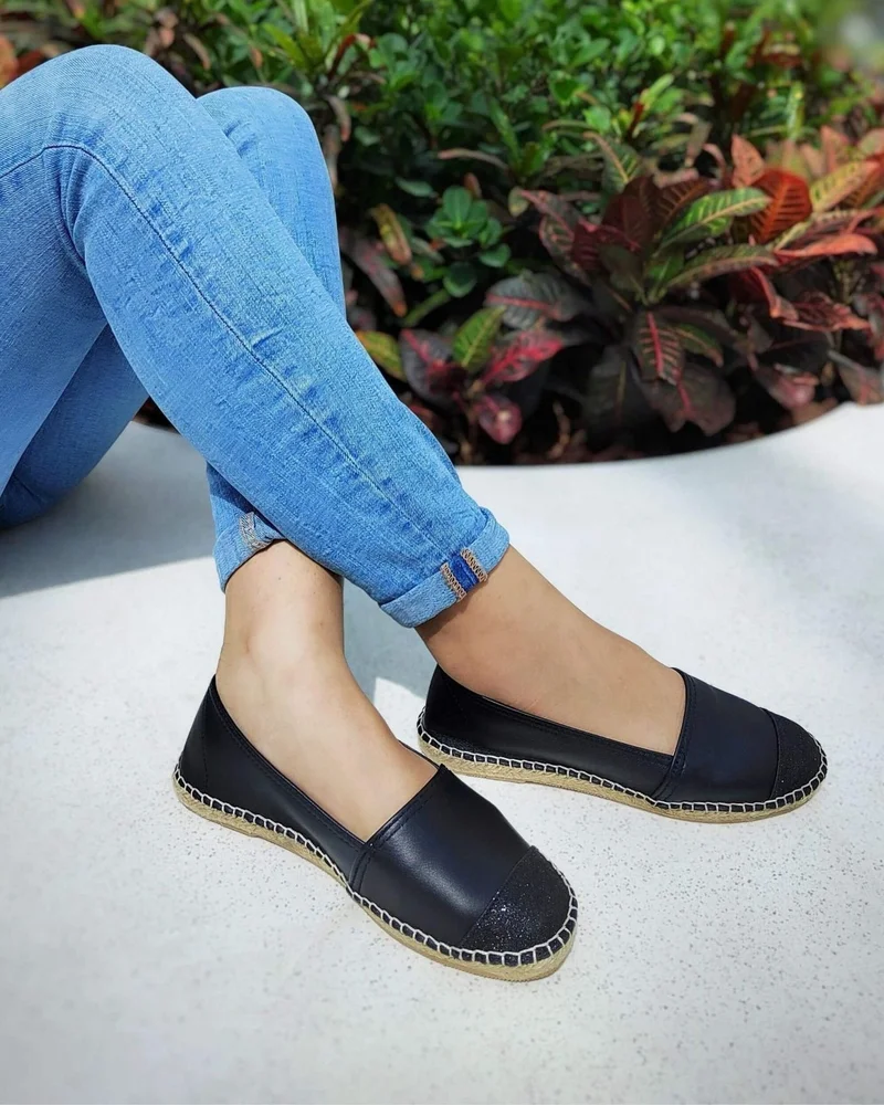 SHOEQ Midnight Glitter Classic Espadrilles for Women | Best Price UAE