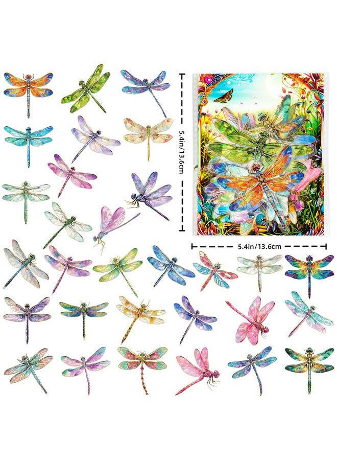 Bluejw 30 Pieces Of Three-dimensional Bronzing Colorful Dragonfly Pet Stickers Insect Elements Hand Account Material Decorative Graffiti Stickers  - Image 1