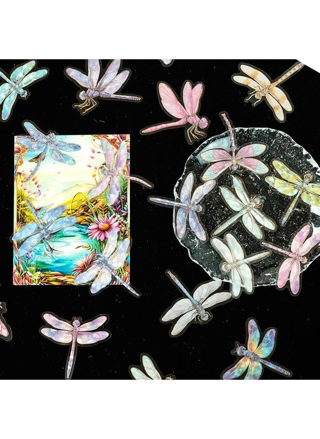Bluejw 30 Pieces Of Three-dimensional Bronzing Colorful Dragonfly Pet Stickers Insect Elements Hand Account Material Decorative Graffiti Stickers  - Image 3