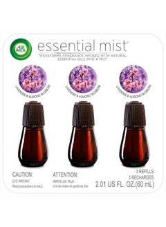 Essential Mist, Essential Oil Diffuser Refill, Lavender & Almond Blossom, 3 Count, Air Freshener
