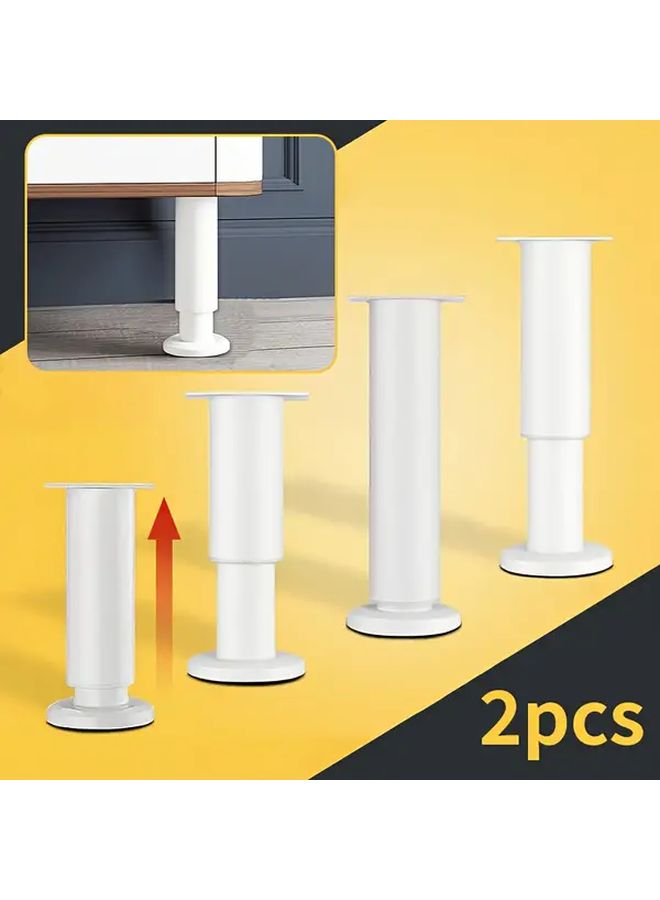 2pcs Heavy Duty Adjustable Height Furniture Legs 7.09 To 11.81 Inch Extendable Table Bed Sofa Legs With Sturdy Metal White Easy Free Like Installation DIY Height Adjustable For Bed Frames Tables Cabinets Screws Not Included - Image 1