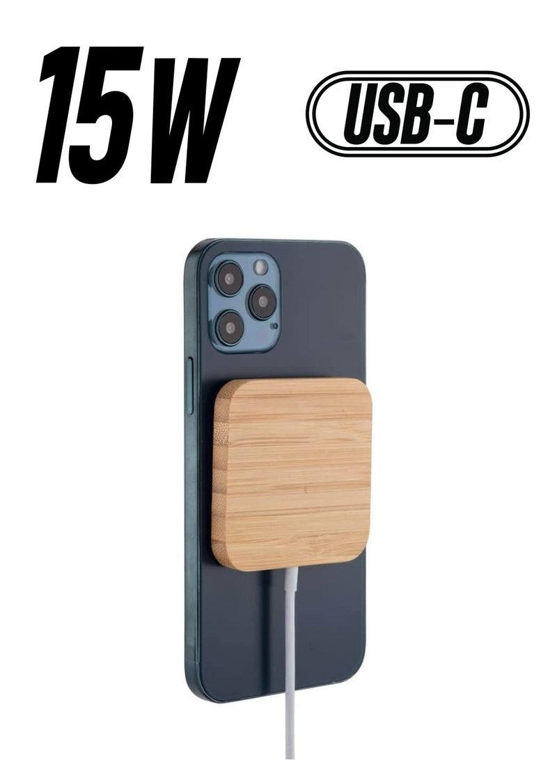 Memorii Bamboo Automatic Alignment Magnet Charger - Fast charging 15W (Eco Friendly) - Image 1