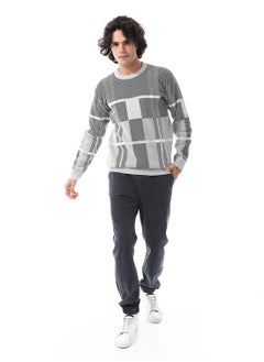 Squares Self Pattern Long Sleeves Pullover_ Grey, Black & White - pzsku/Z13E19FF041A115FC02EFZ/45/_/1728464692/14e1a20f-f43c-4666-af90-82e93c7d5cac