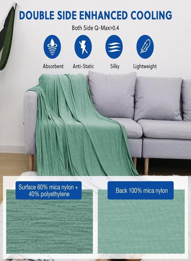 HOMFINE Cooling Blankets for Hot Sleepers - Summer Blanket Thin Lightweight Breathable Soft Double Side Enhanced Cooling for Bed Couch Sofa, Keep Cool for Night Sweats (Green, 90 x 90 inches) - Image 3