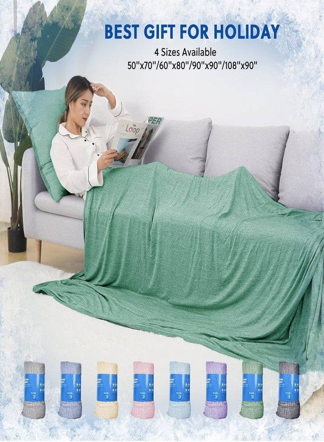 HOMFINE Cooling Blankets for Hot Sleepers - Summer Blanket Thin Lightweight Breathable Soft Double Side Enhanced Cooling for Bed Couch Sofa, Keep Cool for Night Sweats (Green, 90 x 90 inches) - Image 5