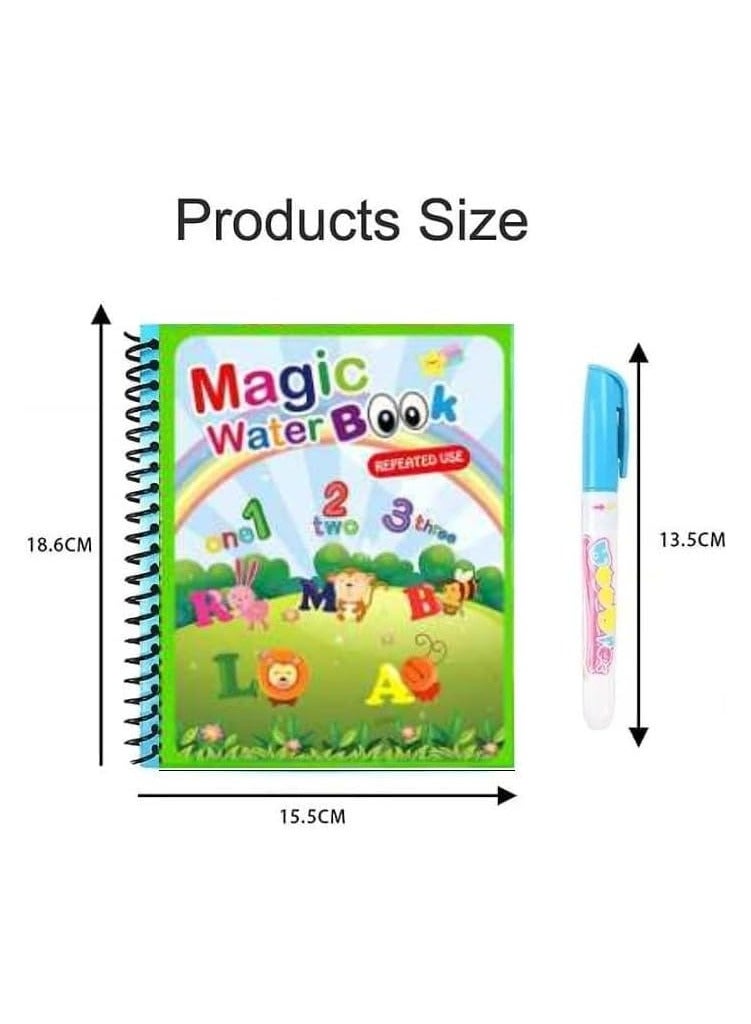 TEGRILO Water Coloring Magic Book With Water Pen Pack of 4, Water Coloring Book For Toddlers Kids Reusable Painting Cartoon Coloring Book For Boys Girls Educational Learning Toys Gifts  - Image 2